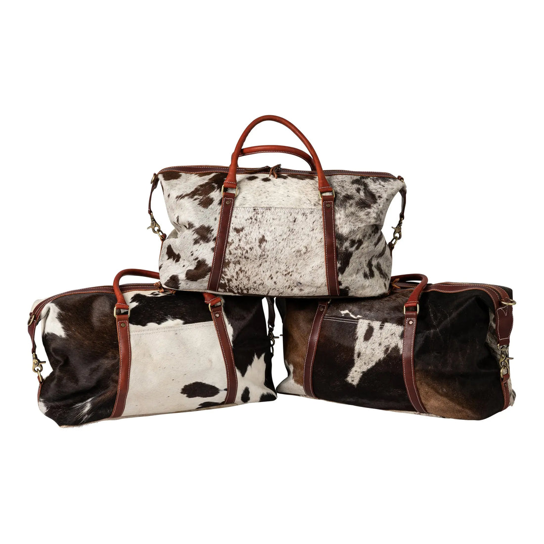 Huntley Cowhide Leather Large Travel Tote Bag Duffle Overnight Weekend Bag Carry On Shoulder Bag - Huntley Equestrian