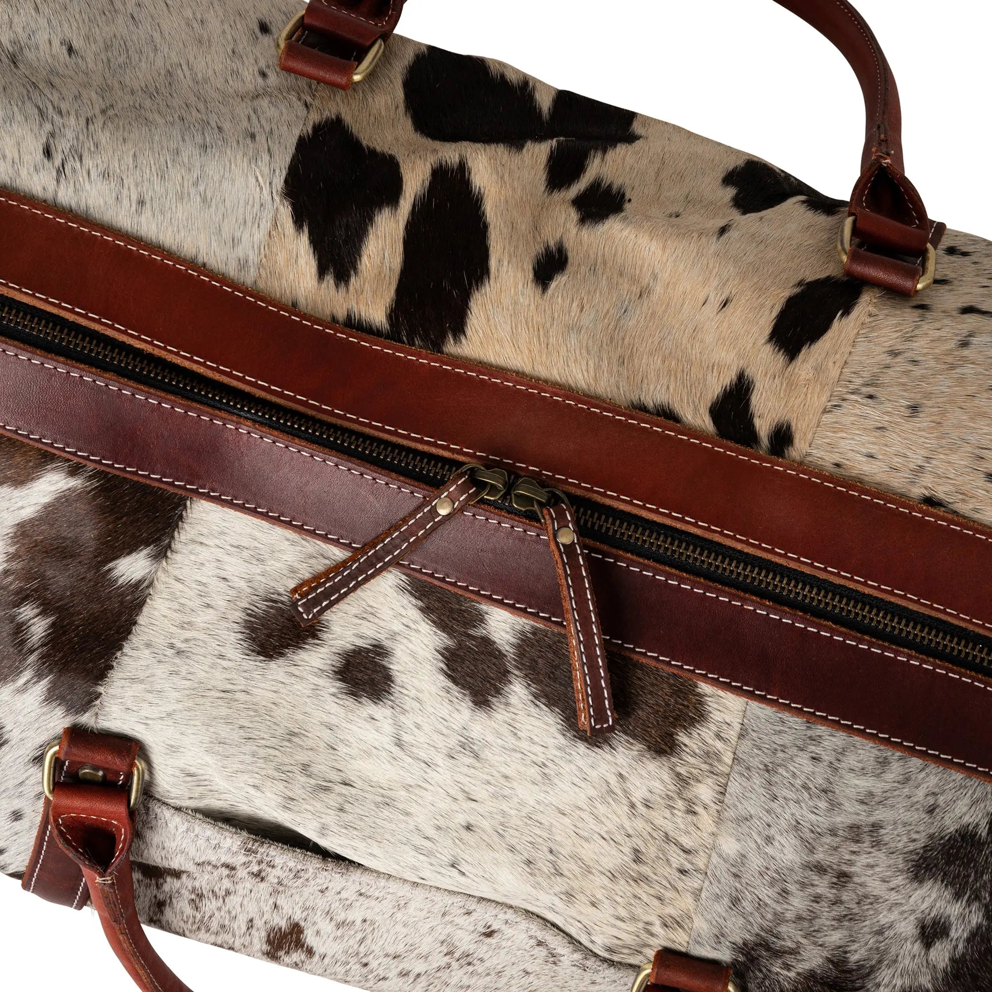 Huntley Cowhide Leather Large Travel Tote Bag Duffle Overnight Weekend Bag Carry On Shoulder Bag - Huntley Equestrian