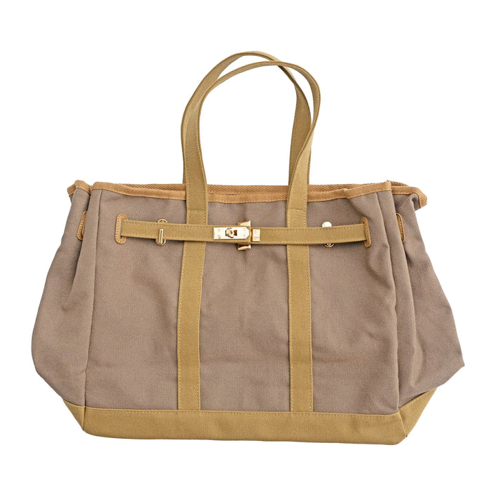 Huntley Equestrian Barkin Canvas Tote Bag with Gold Hardware, Tan