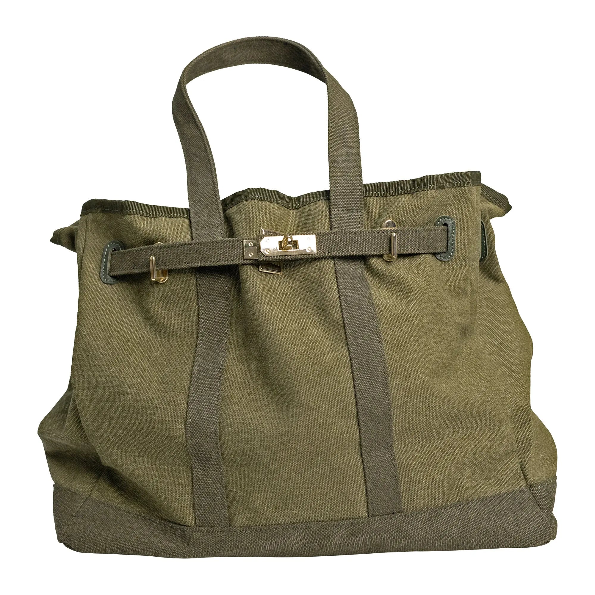 Huntley Equestrian Barnkin Canvas Tote with Gold Hardware, Military Olive