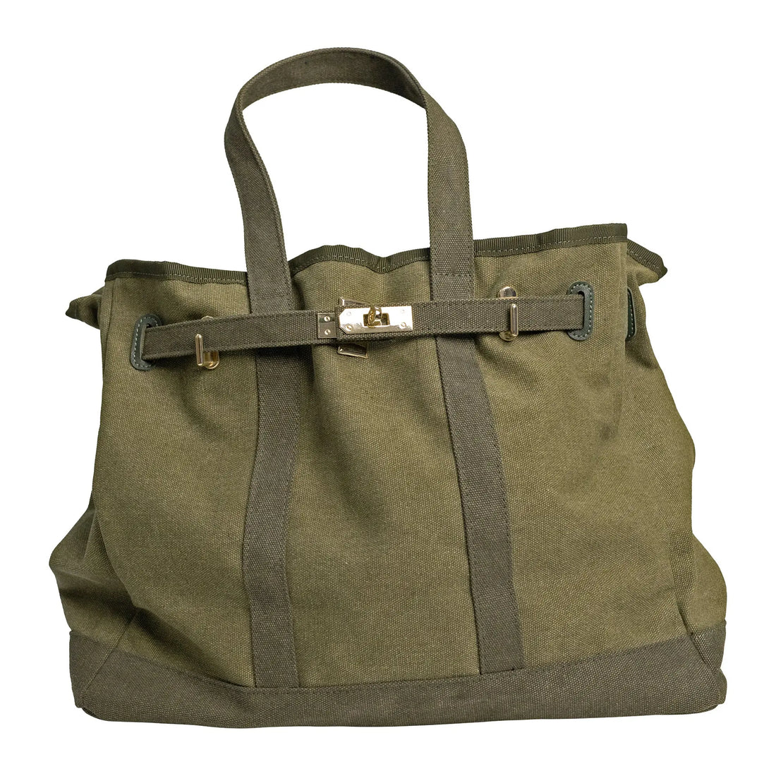 Huntley Equestrian Barnkin Olive Green Canvas Tote Bag with Gold Hardware