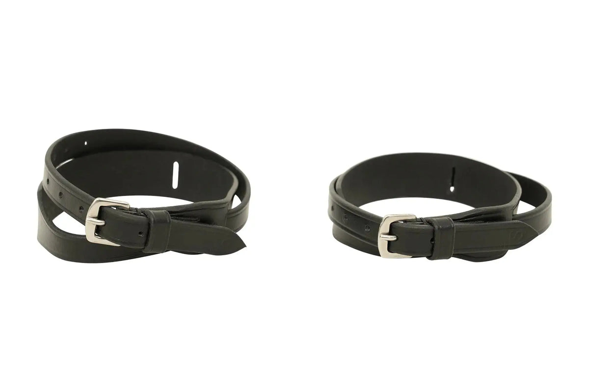 Huntley Equestrian Kids Leather Buckle Jodhpur Garter Straps - Black - Large Huntley Equestrian Kids Leather Buckle Jodhpur Garter Straps - Black - Large