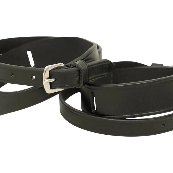 Huntley Equestrian Kids Leather Buckle Jodhpur Garter Straps - Black