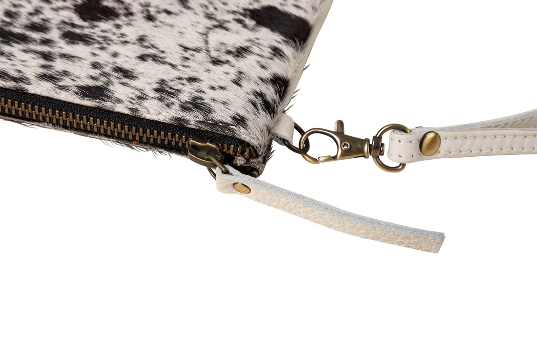 Huntley Equestrian Cowhide Wristlet Handbag Small with Zipper - Huntley Equestrian