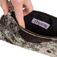 Huntley Equestrian Cowhide Wristlet Handbag Small with Zipper - Huntley Equestrian