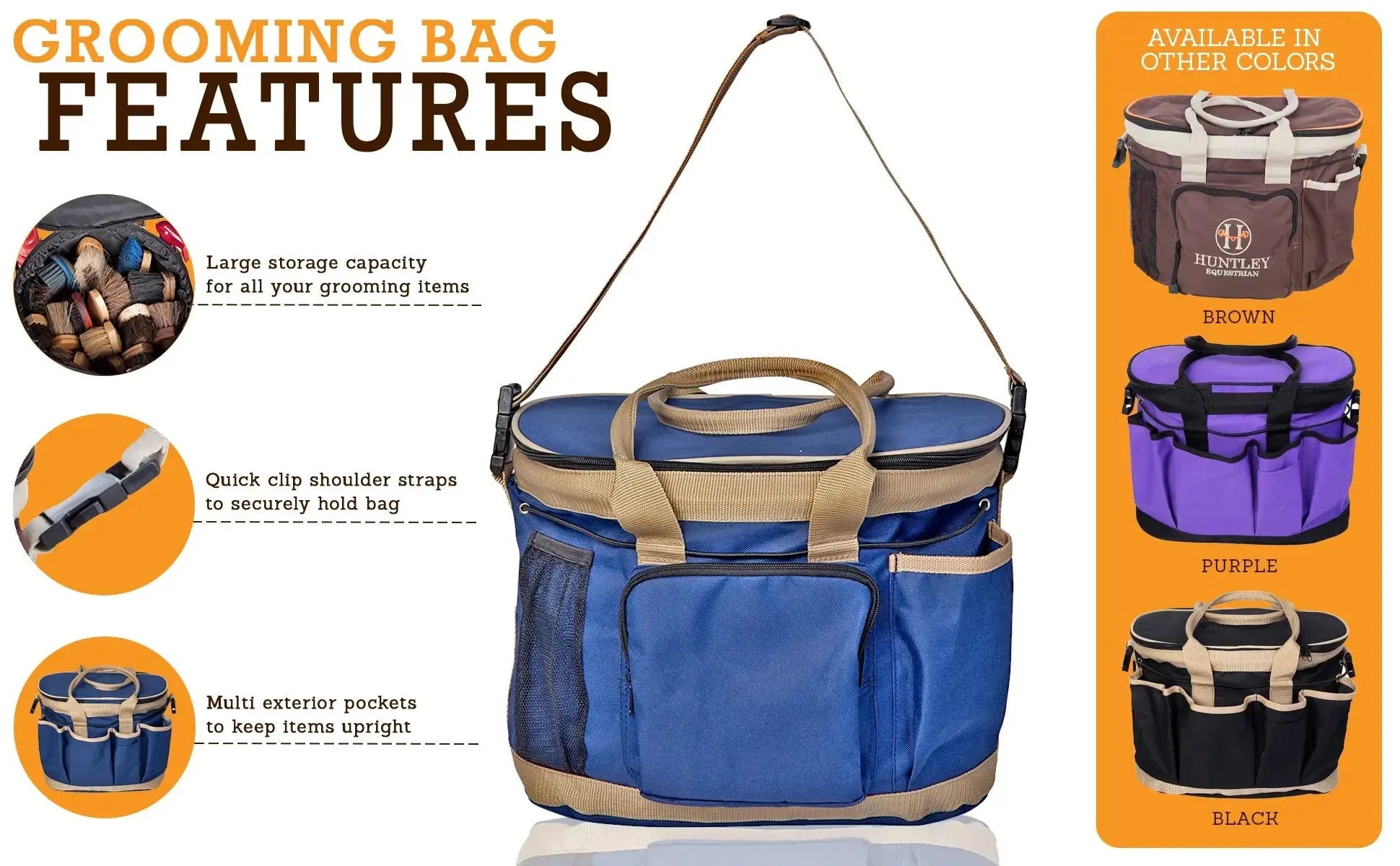 Huntley Equestrian Deluxe Grooming Bag, Brown - Huntley Equestrian