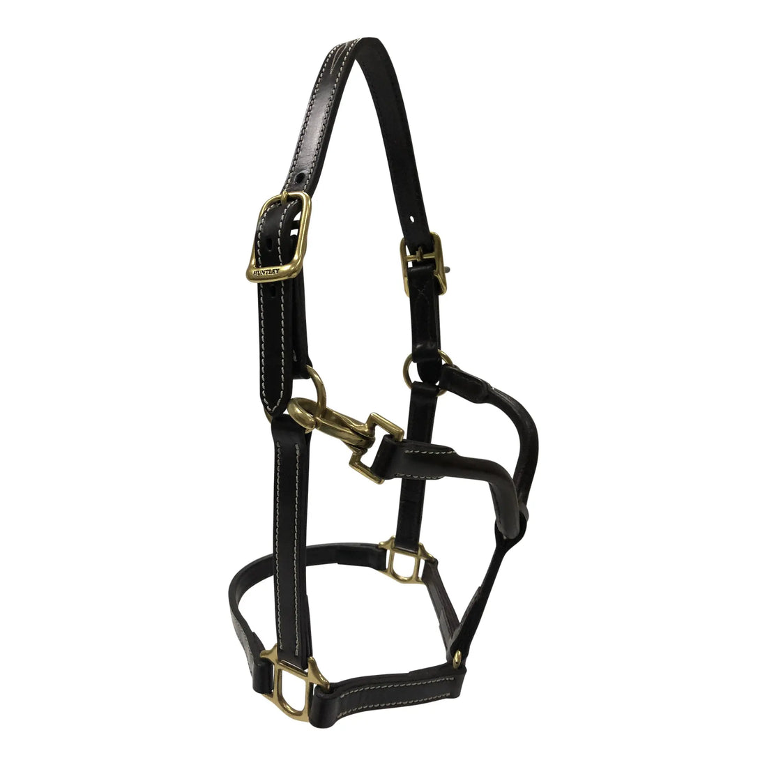 Huntley Equestrian Fancy Stitched Adjustable Premium Leather Pony Halter with Brass Hardware - Huntley Equestrian