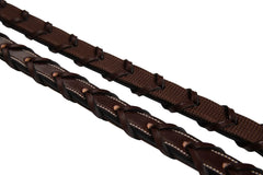 Huntley Equestrian Fancy Stitched Rubber Lined Laced Reins, Size Full - Huntley Equestrian