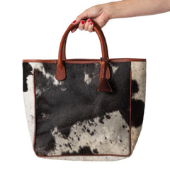 Huntley Equestrian Hair On Hide Cow Leather Tote Handbag - Huntley Equestrian