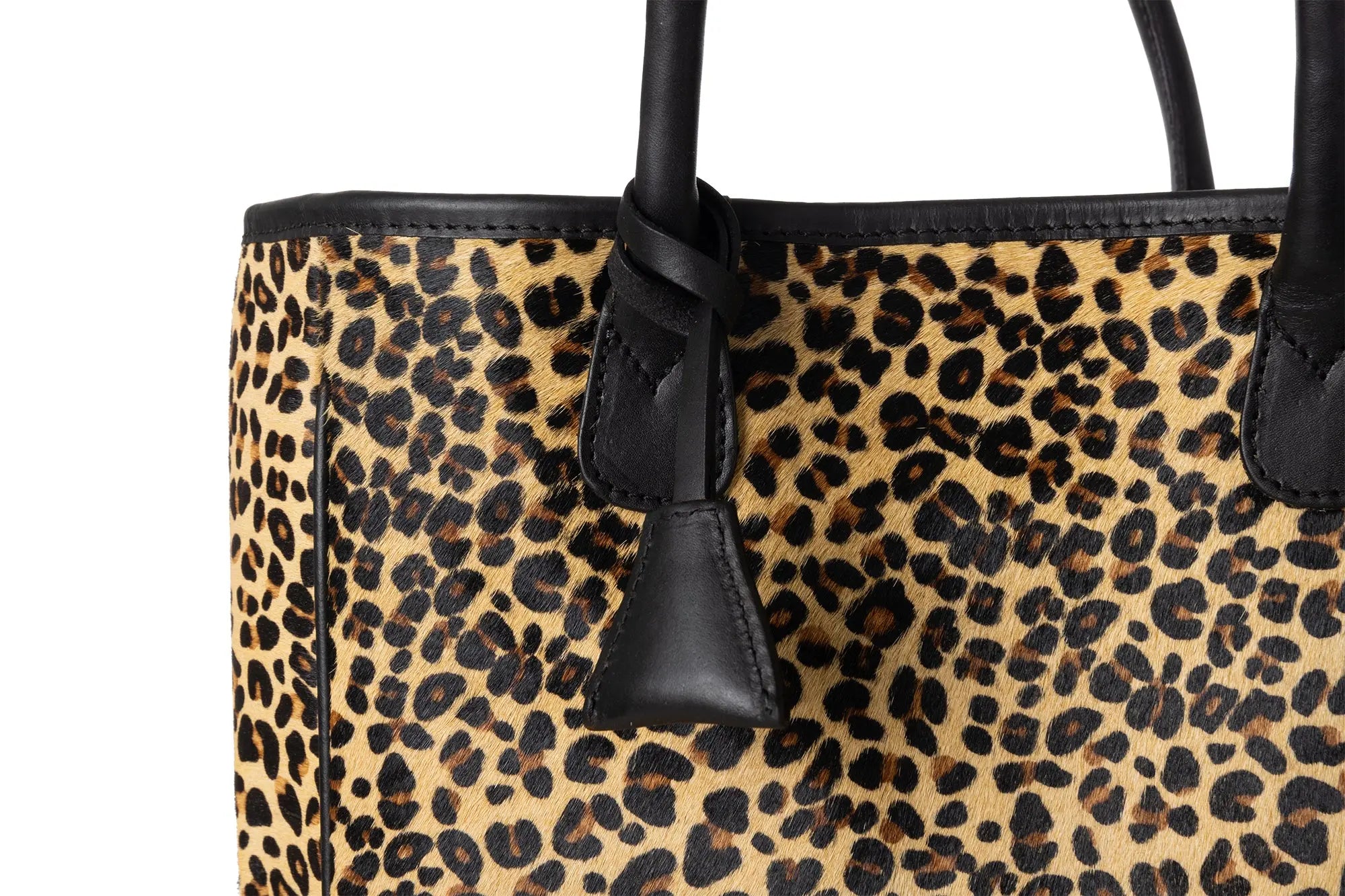 Huntley Equestrian Leopard Hair On Hide Tote Handbag - Huntley Equestrian