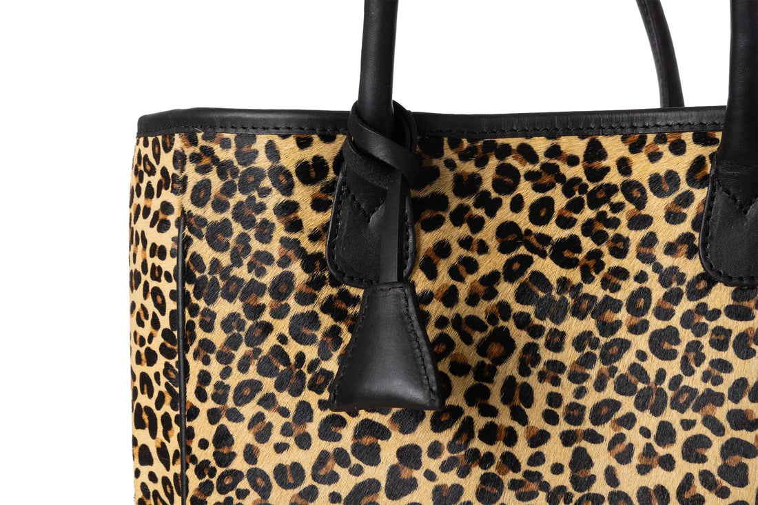 Huntley Equestrian Leopard Hair On Hide Tote Handbag - Huntley Equestrian