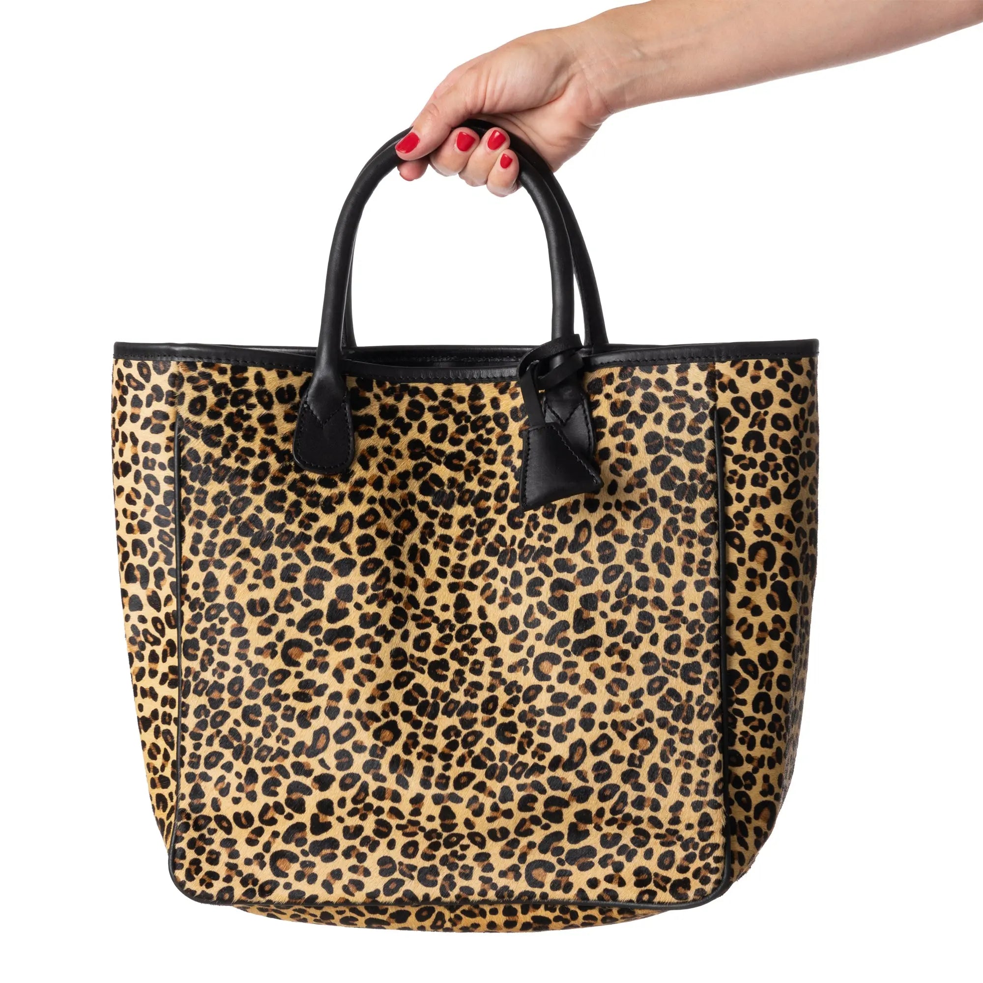 Huntley Equestrian Leopard Hair On Hide Tote Handbag - Huntley Equestrian