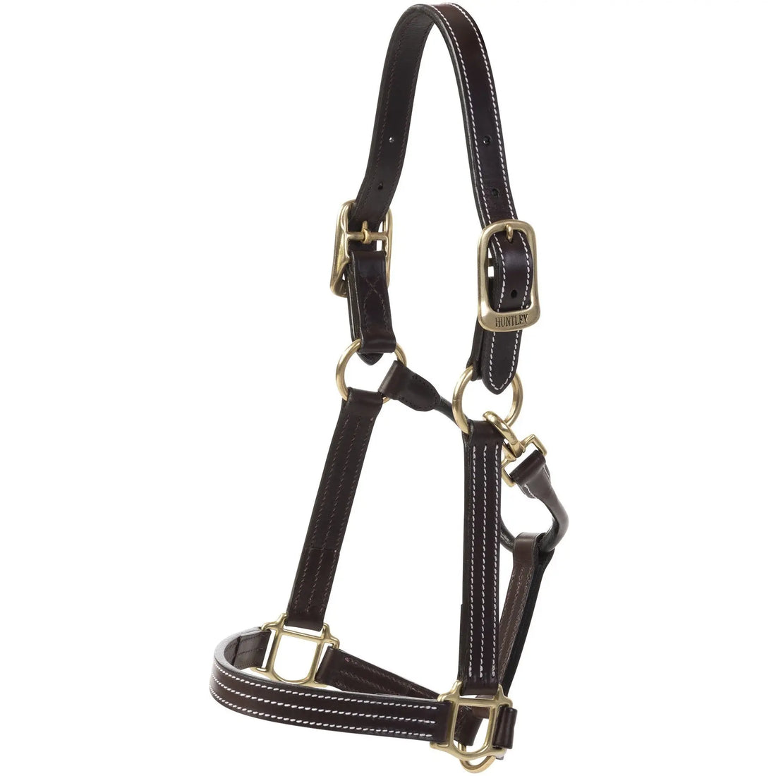 Huntley Equestrian Premium Leather Triple Stitched Halter with Snap - Huntley Equestrian