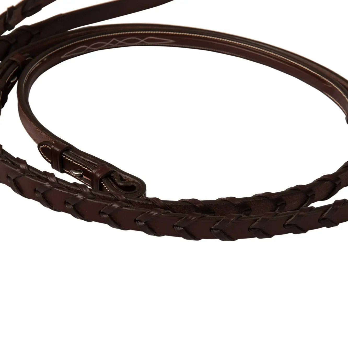 Huntley Equestrian Sedgwick Fancy Stitched Square Raised Laced Reins - Huntley Equestrian