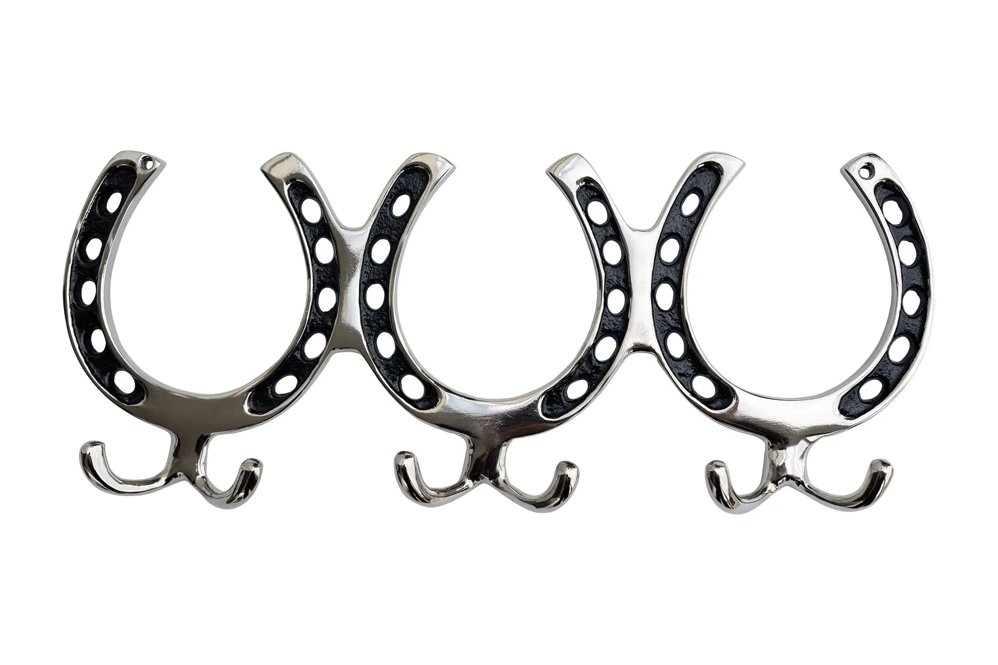 Huntley Equestrian Silver Horseshoe Wall Hook Rack-6 Hook Equestrian Home and Barn Decor