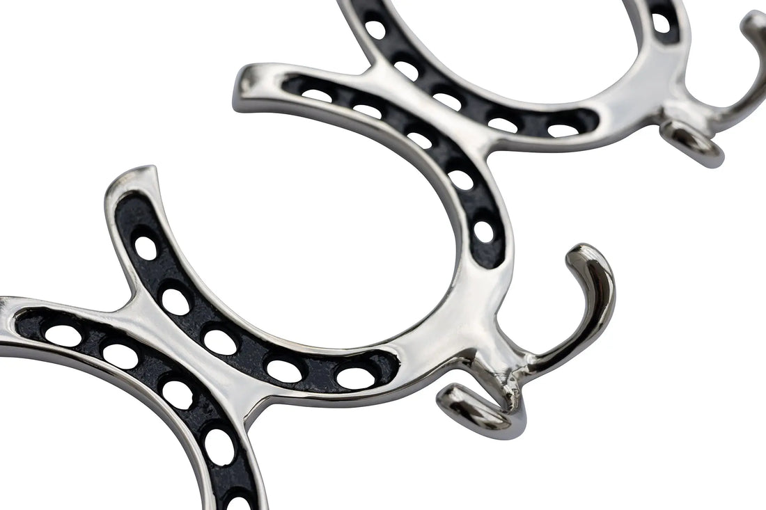 Huntley Equestrian Silver Horseshoe Wall Hook Rack-6 Hook Equestrian Home and Barn Decor
