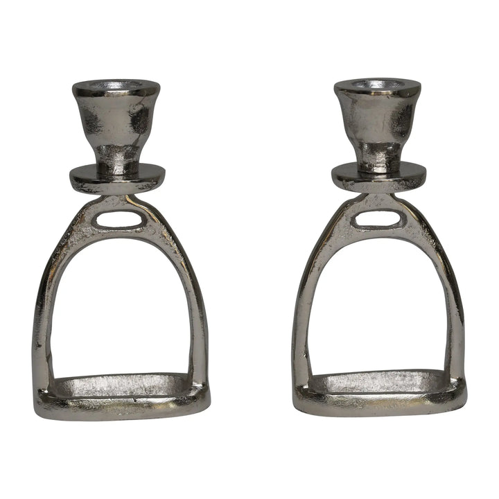 Huntley Equestrian Stirrup Candle Stick Holders, Silver set of 2 Huntley Equestrian