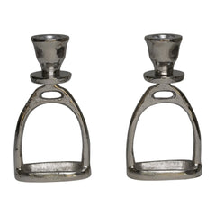 Huntley Equestrian Stirrup Candle Stick Holders, Silver set of 2 Huntley Equestrian