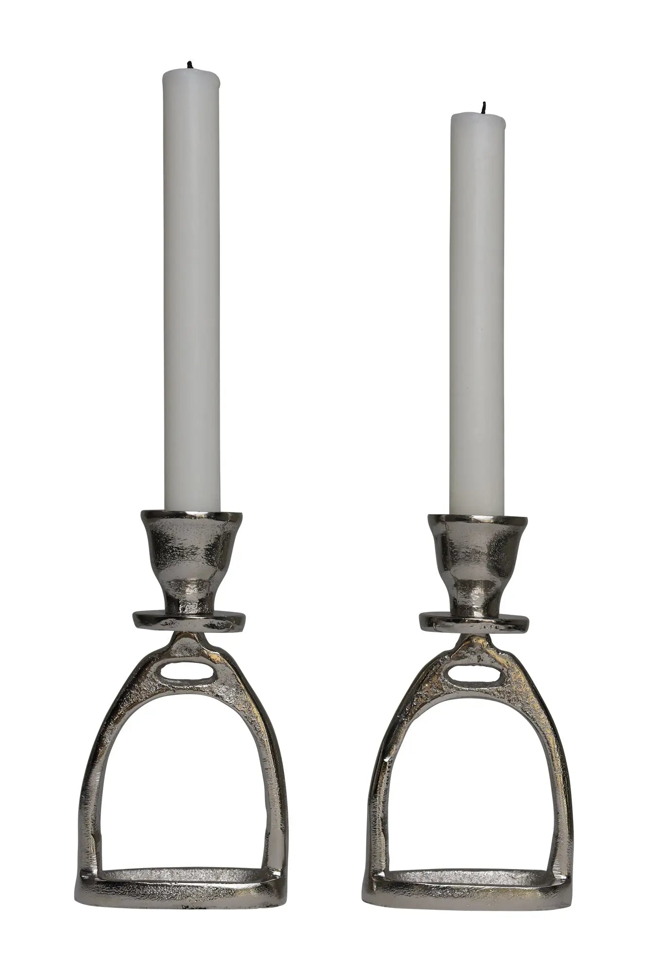 Huntley Equestrian Stirrup Candle Stick Holders, Silver set of 2 Huntley Equestrian