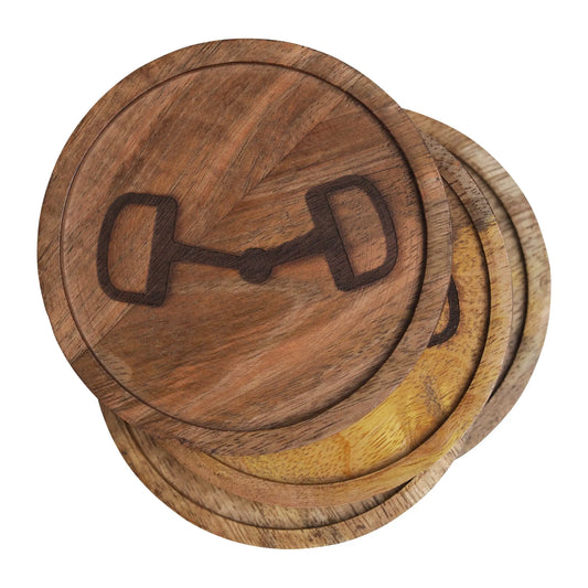 Huntley Equestrian Wooden Coasters with Decorative Bit Design, set of 4 Huntley Equestrian