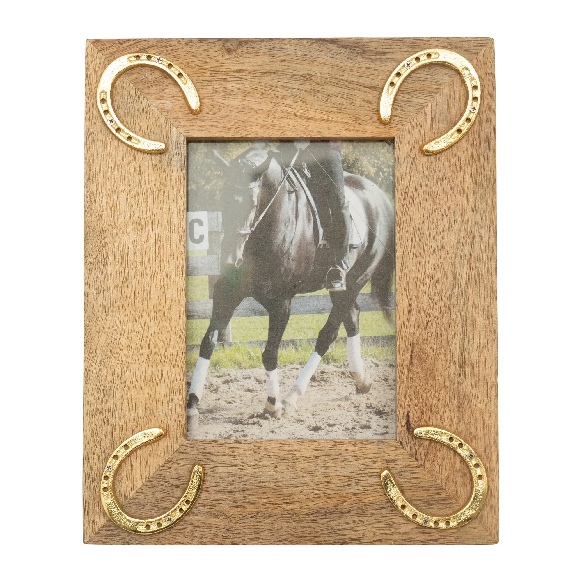 Huntley Equestrian Wooden Picture Frame with Gold Horse Shoes, 5 x 7 Huntley Equestrian