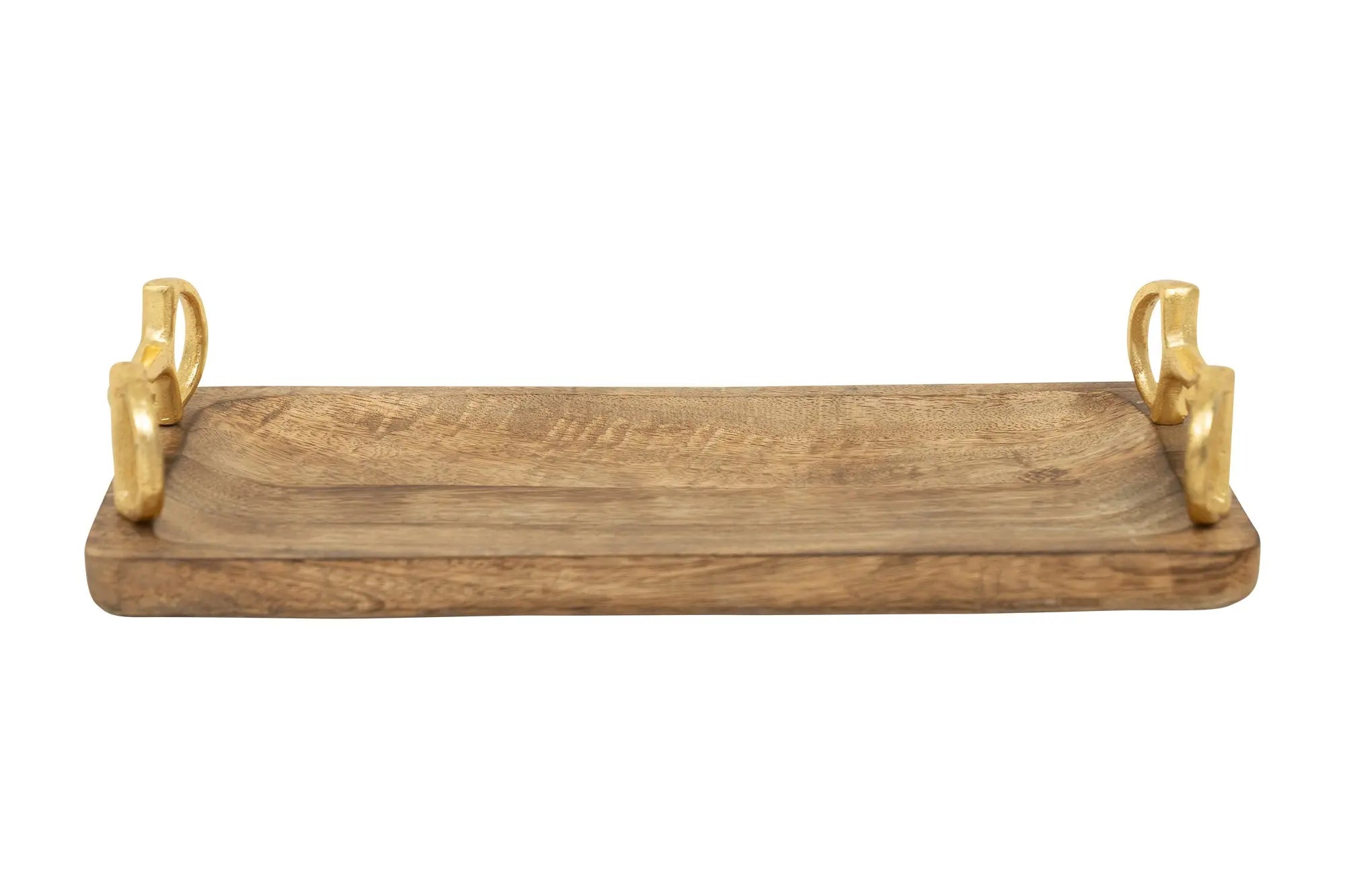 Huntley Equestrian Wooden Rectangle Tray with Gold Bit Handles Huntley Equestrian