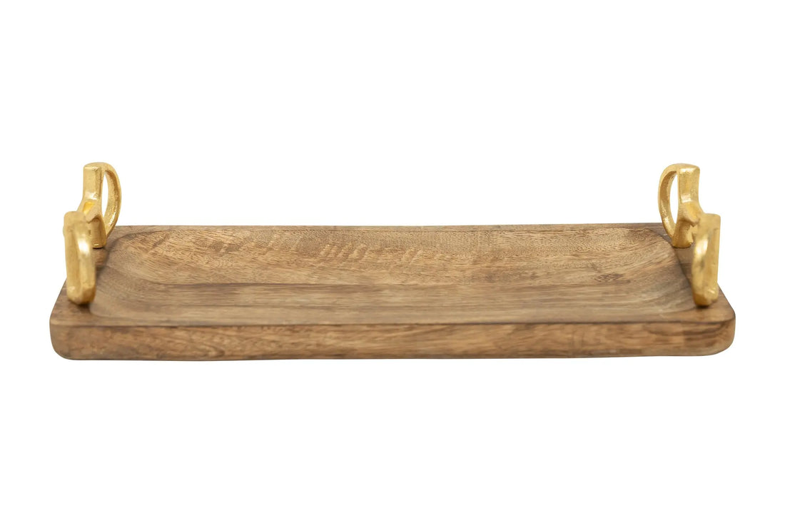 Huntley Equestrian Wooden Rectangle Tray with Gold Bit Handles Huntley Equestrian