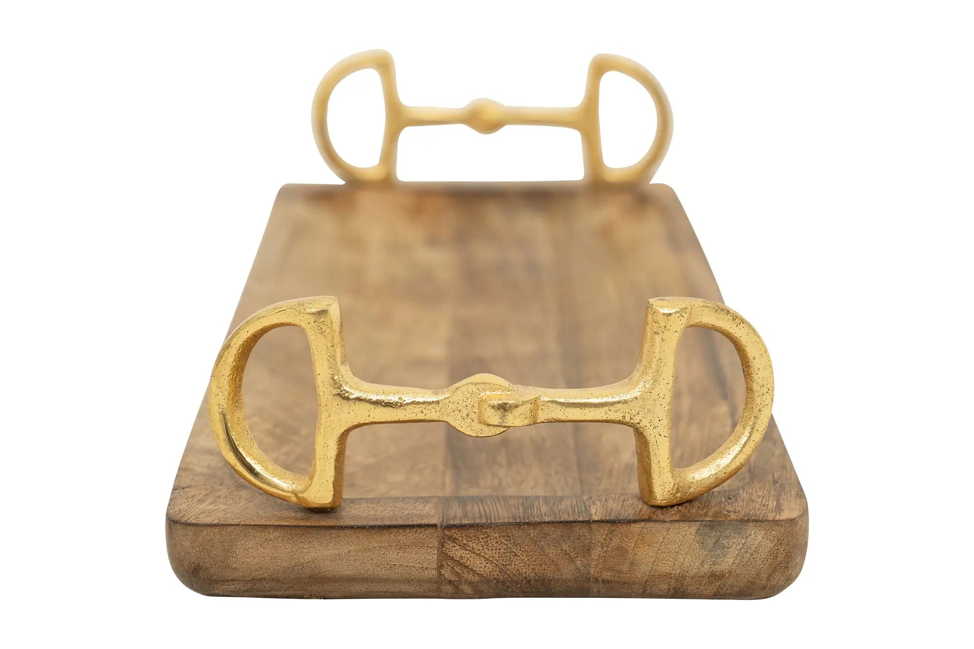 Huntley Equestrian Wooden Rectangle Tray with Gold Bit Handles Huntley Equestrian