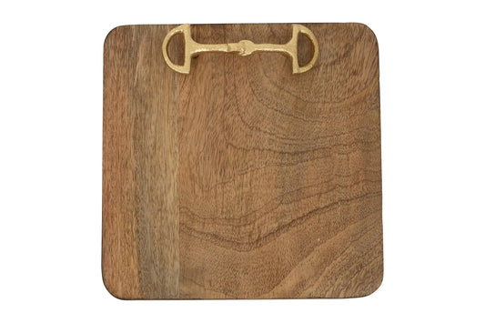 Huntley Equestrian Wooden Square Tray with Gold Bit Huntley Equestrian
