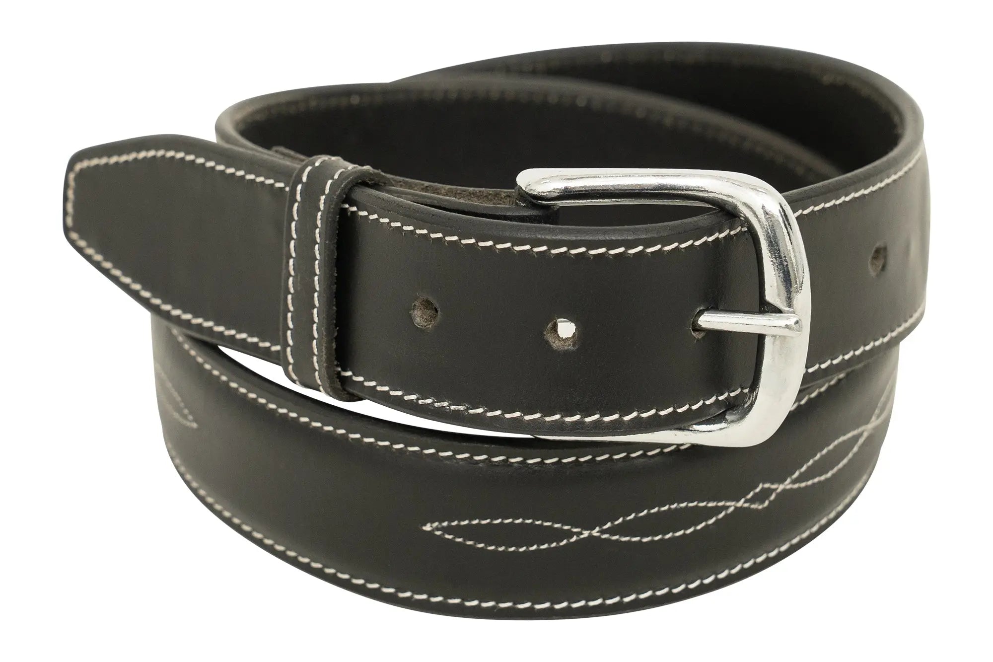 Huntley Fancy Stitched Ladies  1.5" Inch wide belt, Black Huntley Equestrian
