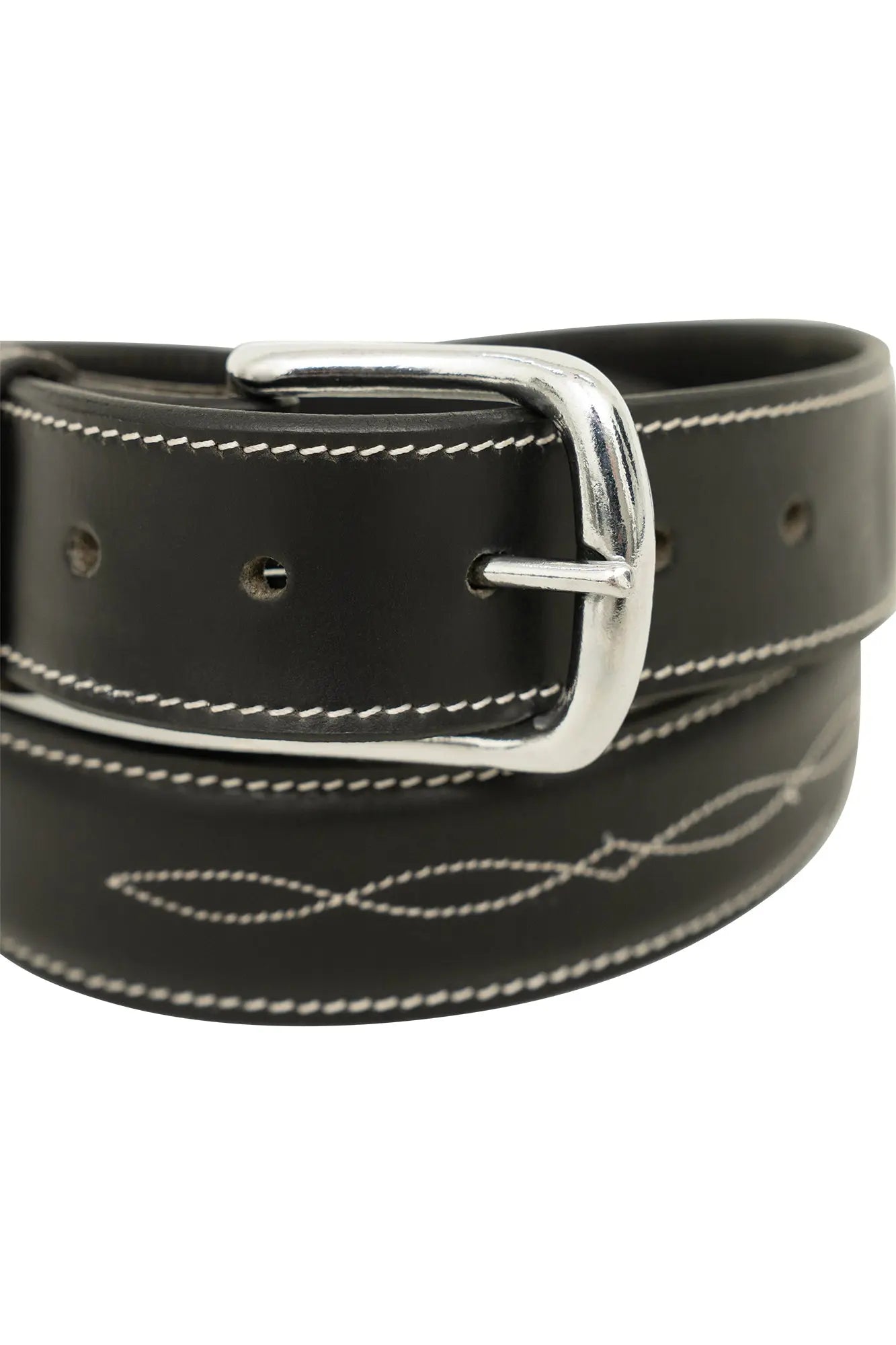 Huntley Fancy Stitched Ladies  1.5" Inch wide belt, Black Huntley Equestrian