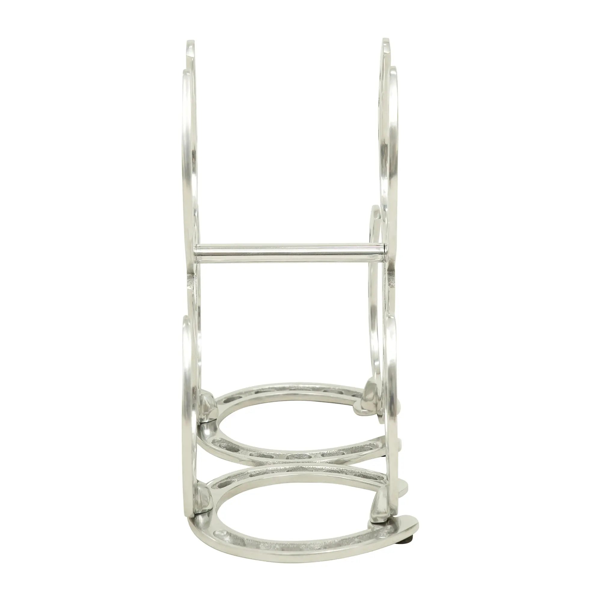 Huntley Horse Shoe 3 Bottle Wine Rack, Aluminum Silver Finish Huntley Equestrian