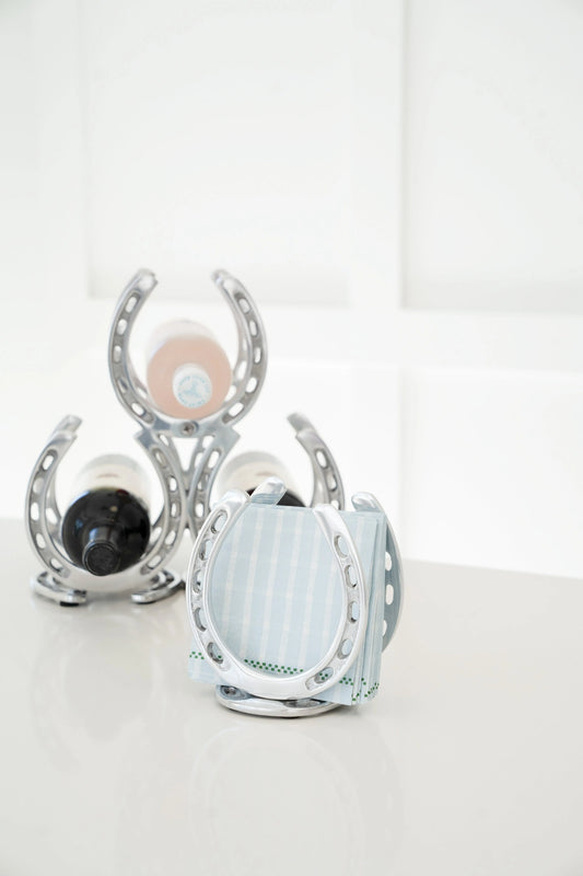 Huntley Horseshoe Napkin Holder, Aluminum Silver Finish Huntley Equestrian