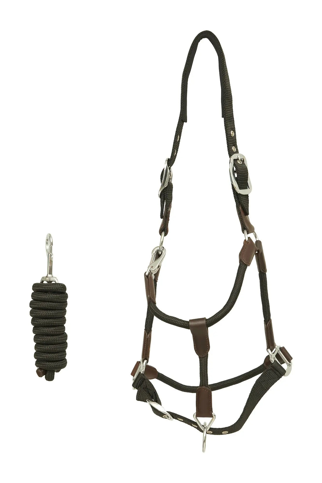 Huntley Nylon Halter and Removable Lead with Snap, Black Huntley Equestrian