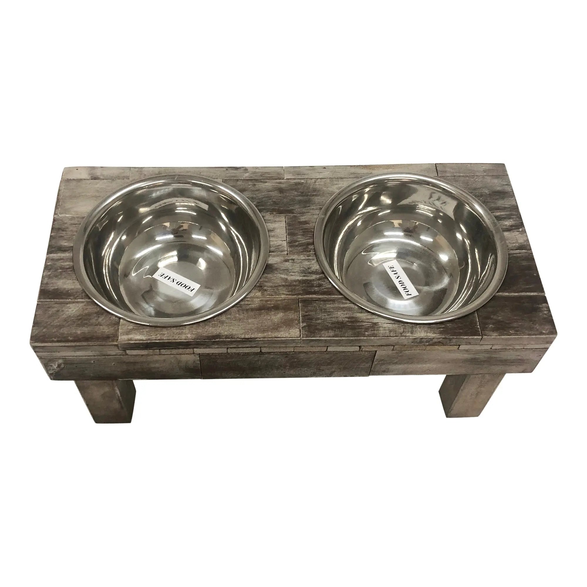 Huntley Pet Berjen Table Elevated Double Bowl Pet Feeder, Brown Wash - Huntley Equestrian