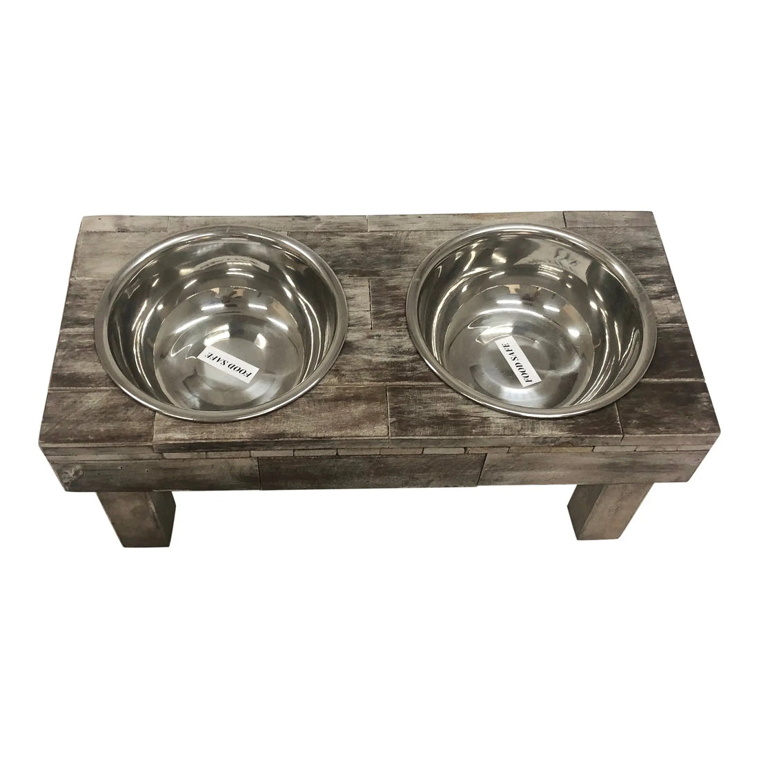 Huntley Pet Berjen Table Elevated Double Bowl Pet Feeder, Brown Wash - Huntley Equestrian