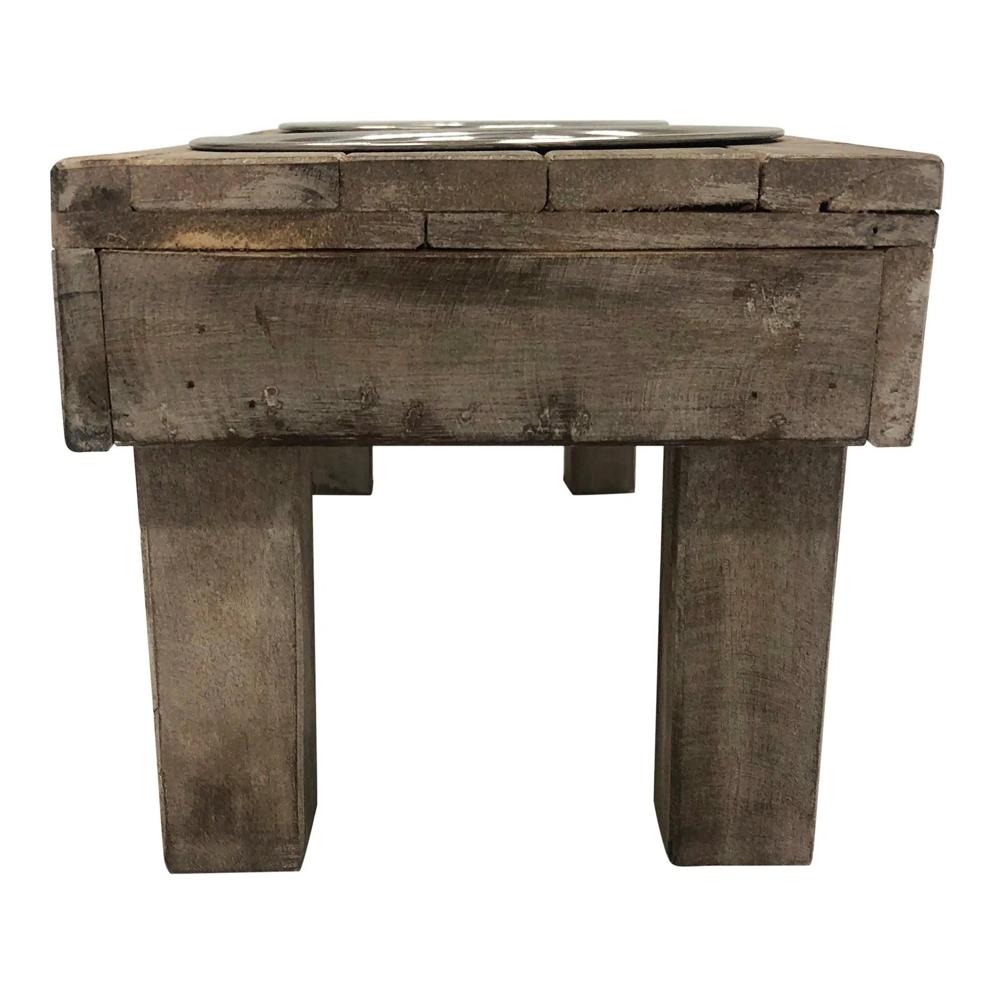 Huntley Pet Berjen Table Elevated Double Bowl Pet Feeder, Brown Wash - Huntley Equestrian