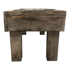 Huntley Pet Berjen Table Elevated Double Bowl Pet Feeder, Brown Wash - Huntley Equestrian