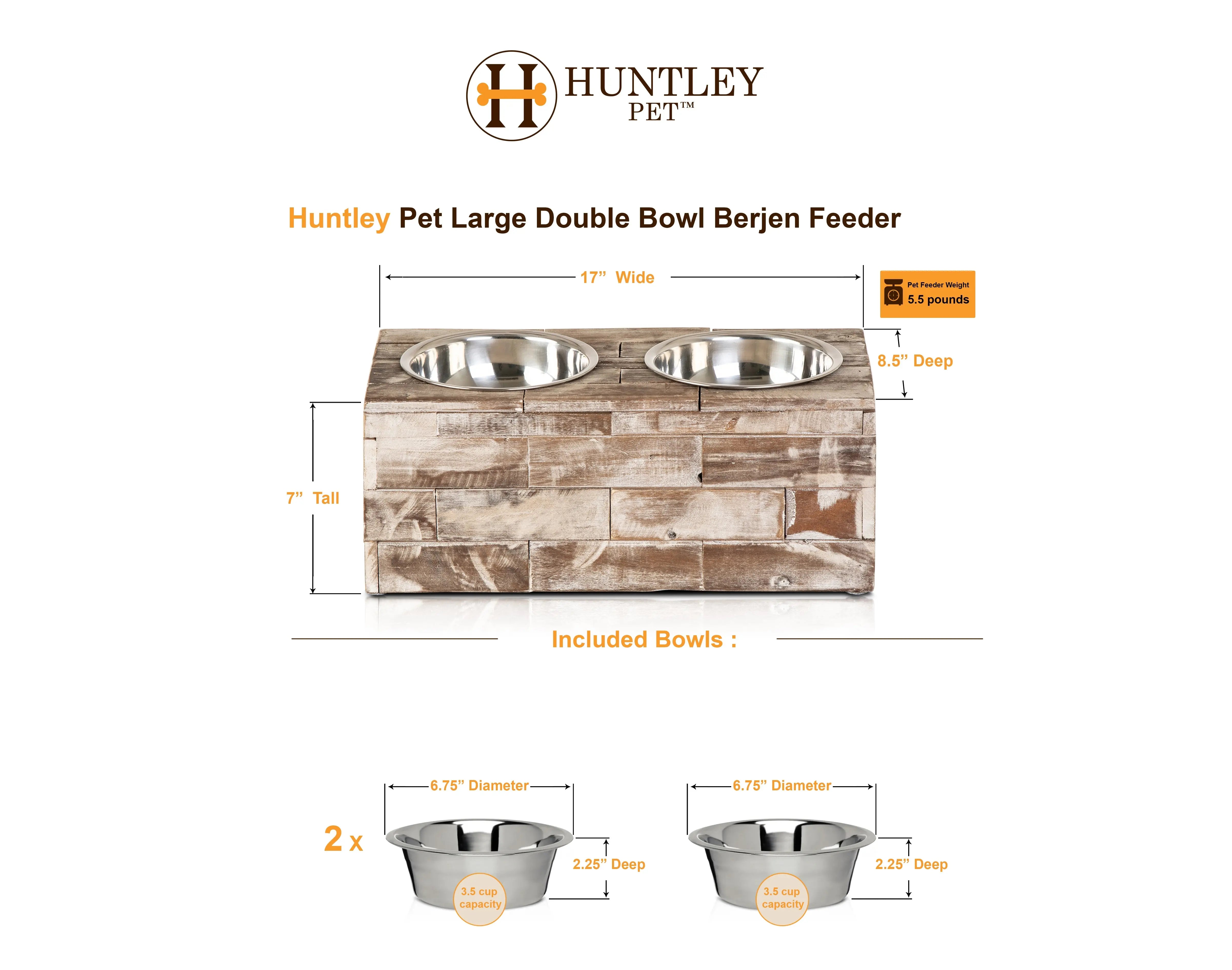 Huntley Pet Elevated Dog and Cat Double Bowl Feeder - Huntley Equestrian