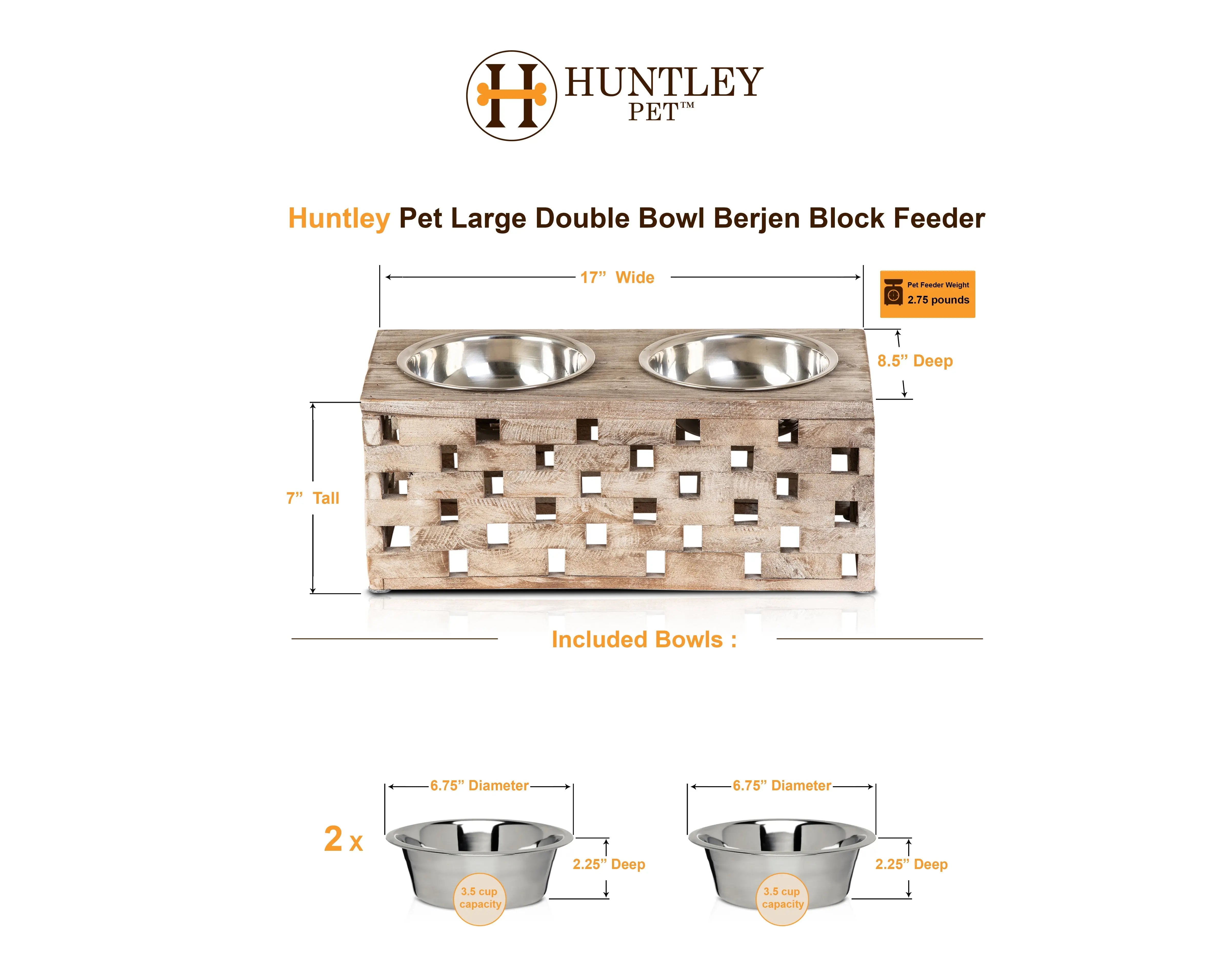 Huntley Pet Elevated Dog and Cat Double Bowl Feeder - Huntley Equestrian
