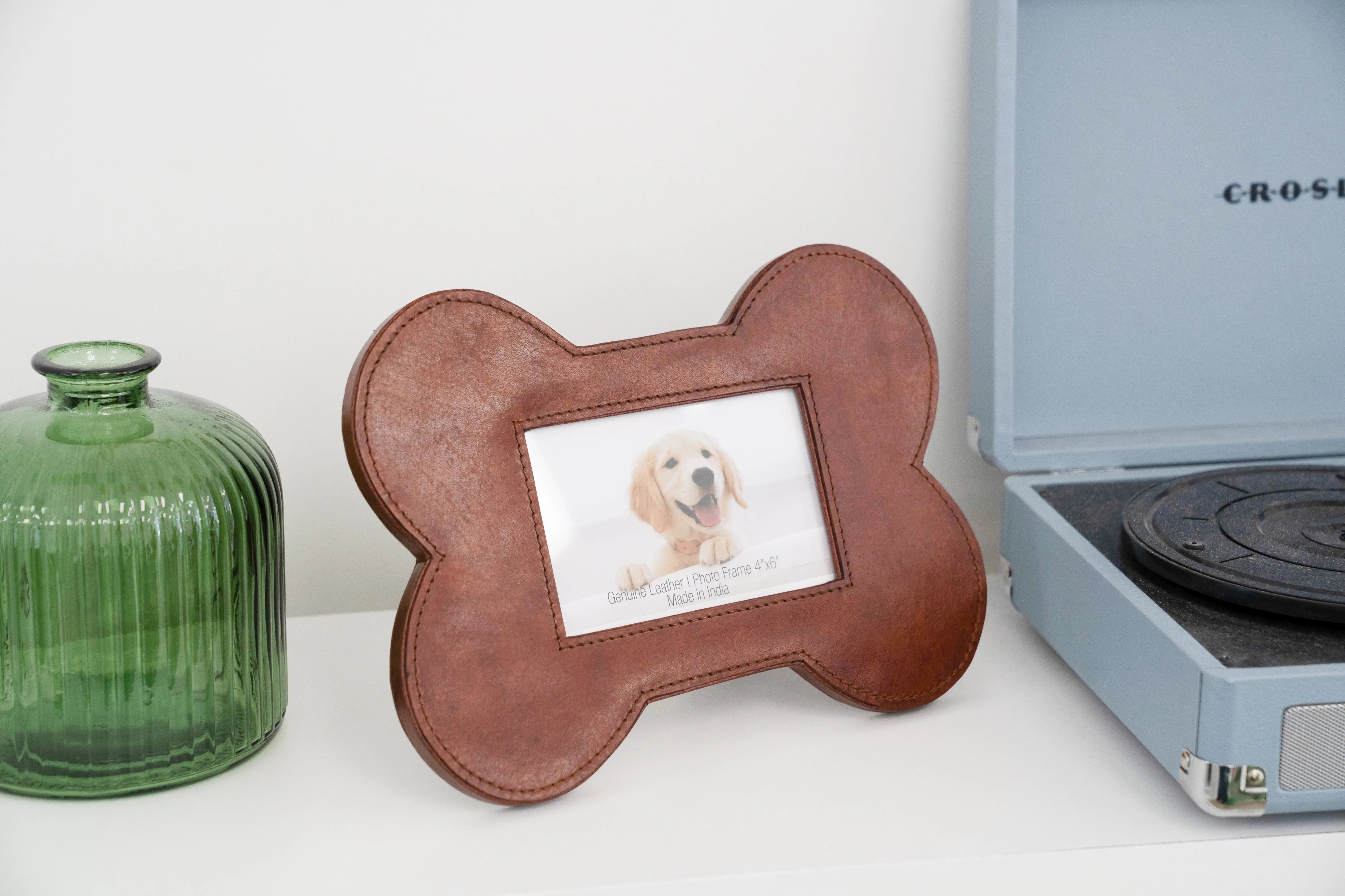 Huntley Pet Leather Bone Shaped Picture Frame, 4x6 Huntley Equestrian