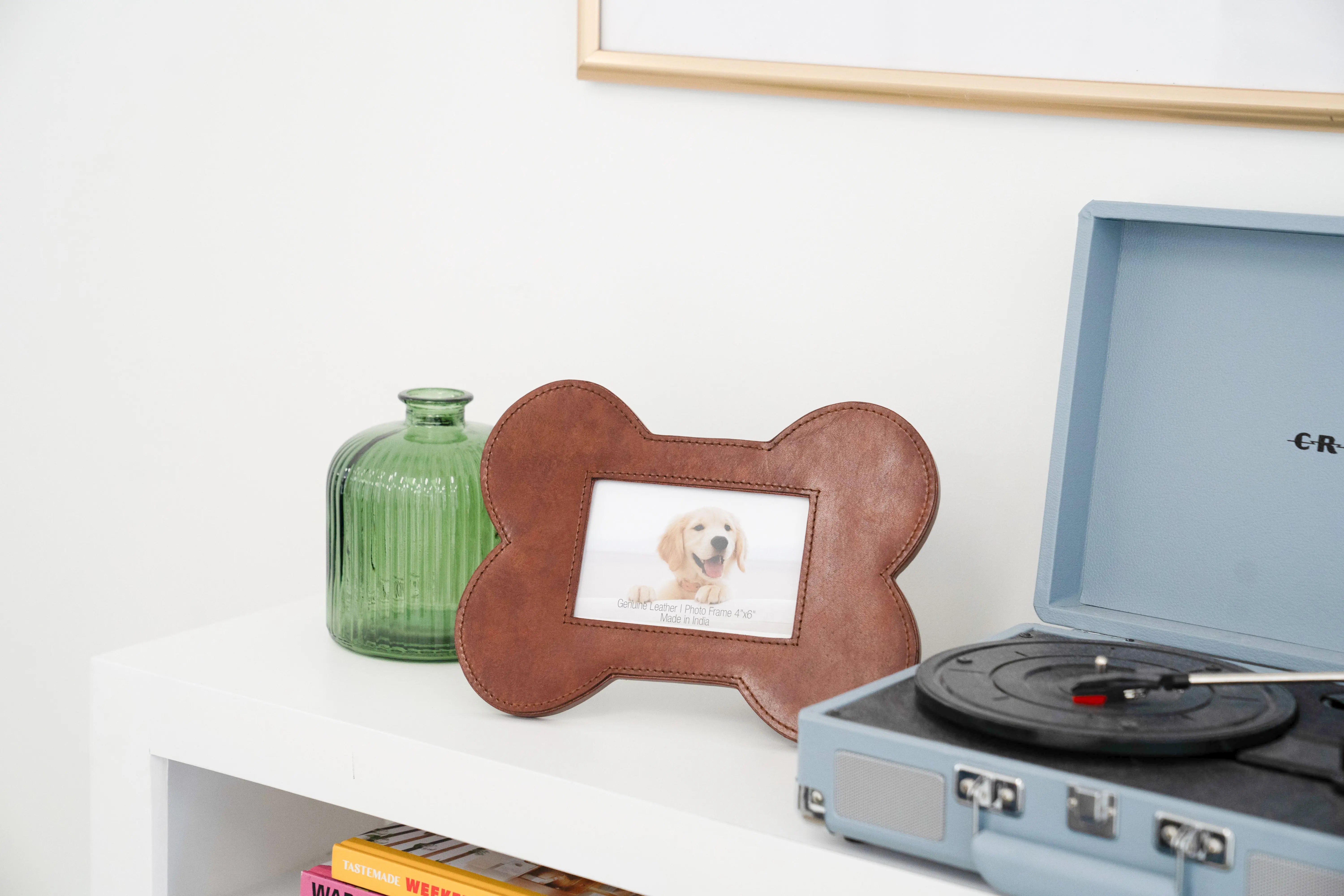 Huntley Pet Leather Bone Shaped Picture Frame, 4x6 Huntley Equestrian