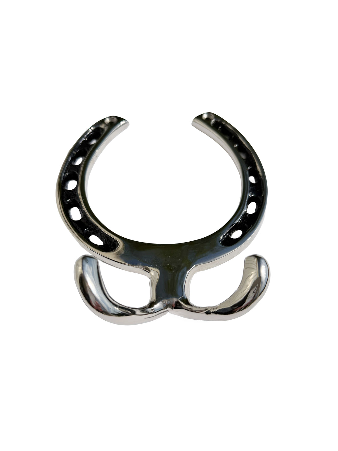 Huntley Equestrian Silver Horseshoe Wall Hook Rack-2 Hook Equestrian Home and Barn Decor