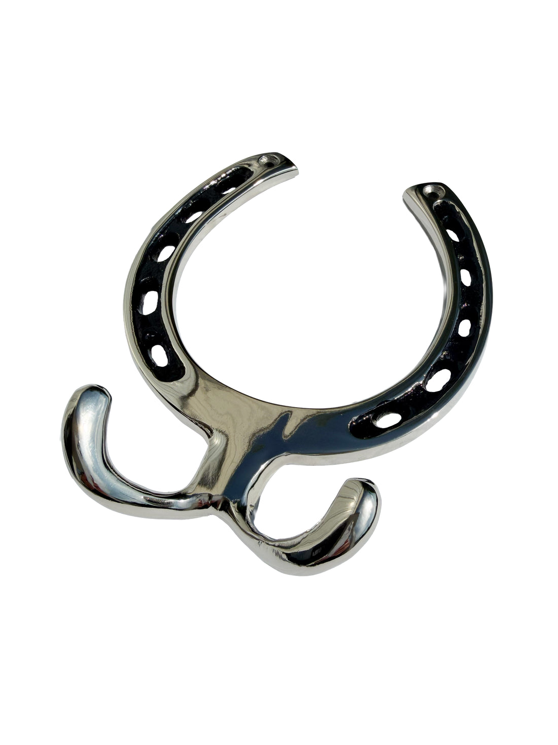 Huntley Equestrian Silver Horseshoe Wall Hook Rack-2 Hook Equestrian Home and Barn Decor