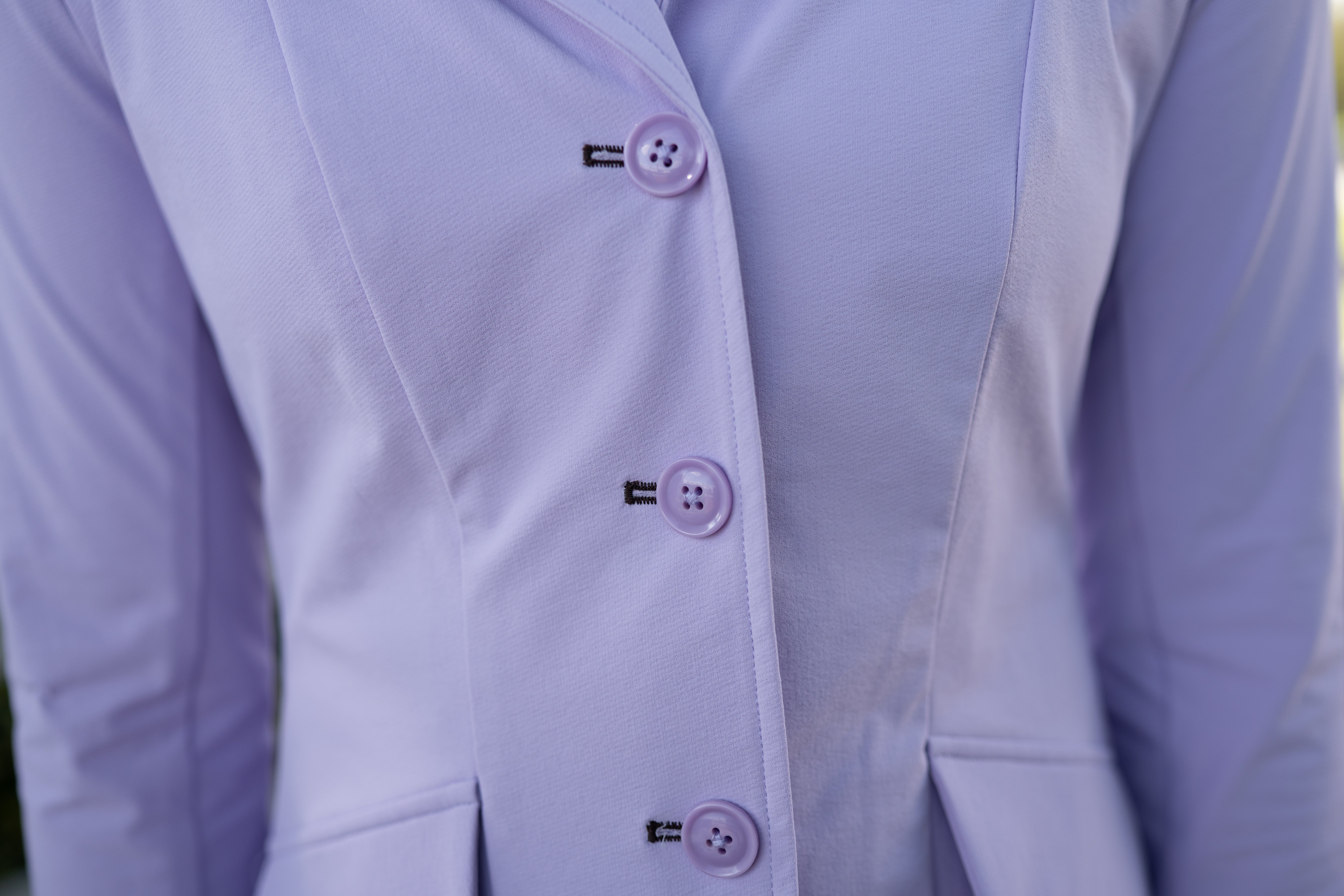 Grand Prix Ladies EQJ 3 Button Show Coat, Lilac with Chocolate Collar