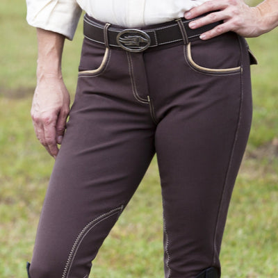 Huntley Equestrian Brown Riding Pant With Tan Welt Pockets SPORTING_GOODS Huntley Equestrian