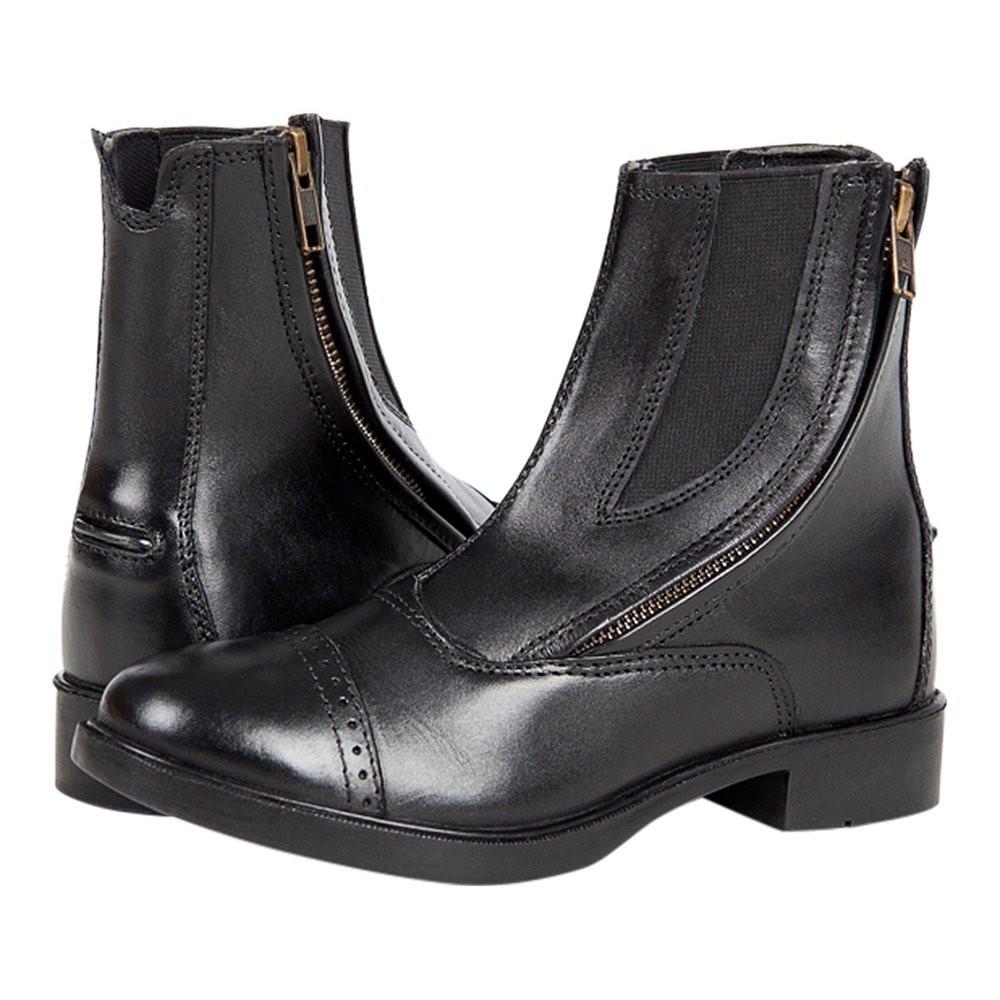 Daisy Clipper Children's Side Zipper Premium Leather Paddock Boots Horse Riding Boots, Black