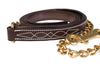 Huntley Equestrian Fancy Stitched Leather Padded Lead with Chain - Huntley Equestrian