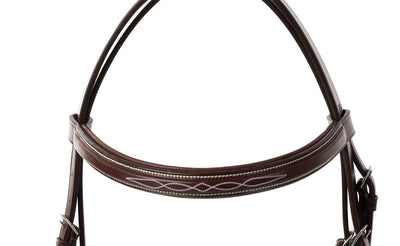 Huntley Equestrian Fancy Stitched Square Raised Padded Brow Band