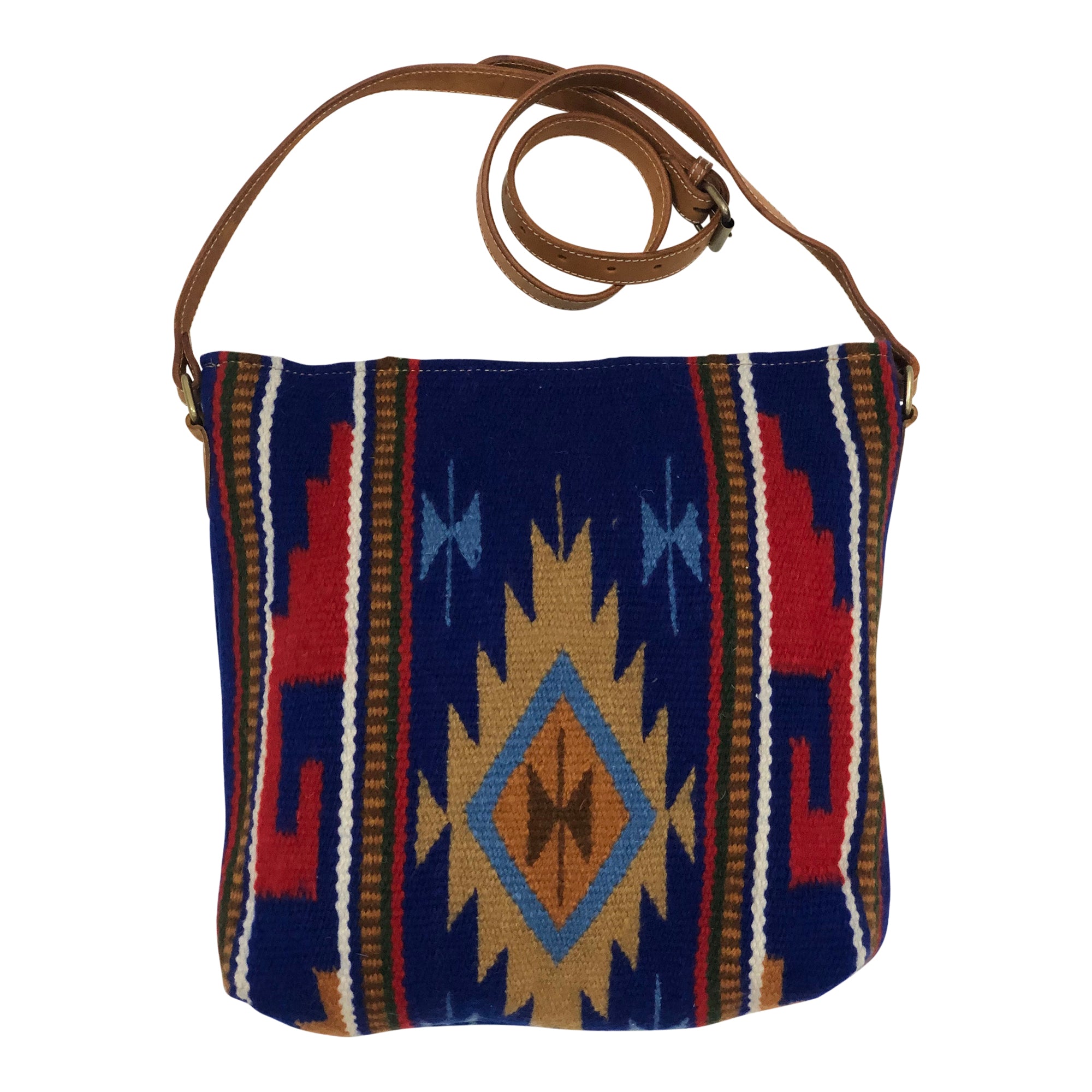 Huntley Blue Navajo Western Aztec Shoulder Handbag, Large Zipper Purse